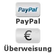 Zahlung mit PayPal oder Überweisung